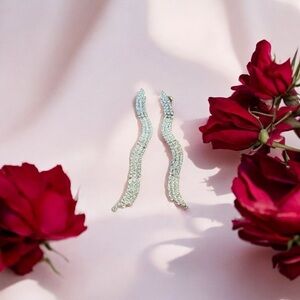 Silver Dangling Earrings with Wavy Design